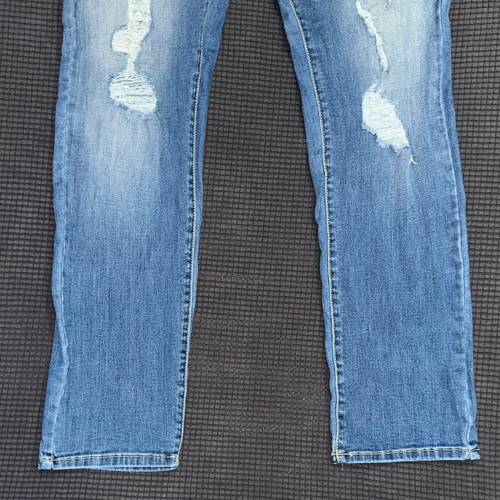 Arizona Jean Co Mens Skinny Distressed Patch Stretch Jeans Blue Size 36x32 Denim - Picture 3 of 5